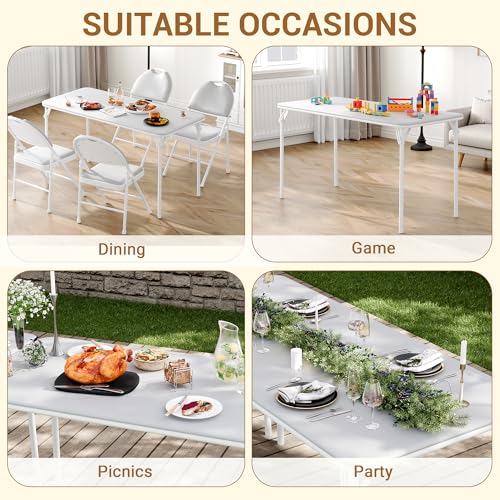 coucheta 5-Piece Rectangle Folding Table and Chairs Set, Foldable Portable Card Table and Chairs, Scratch & Stain Resistan...