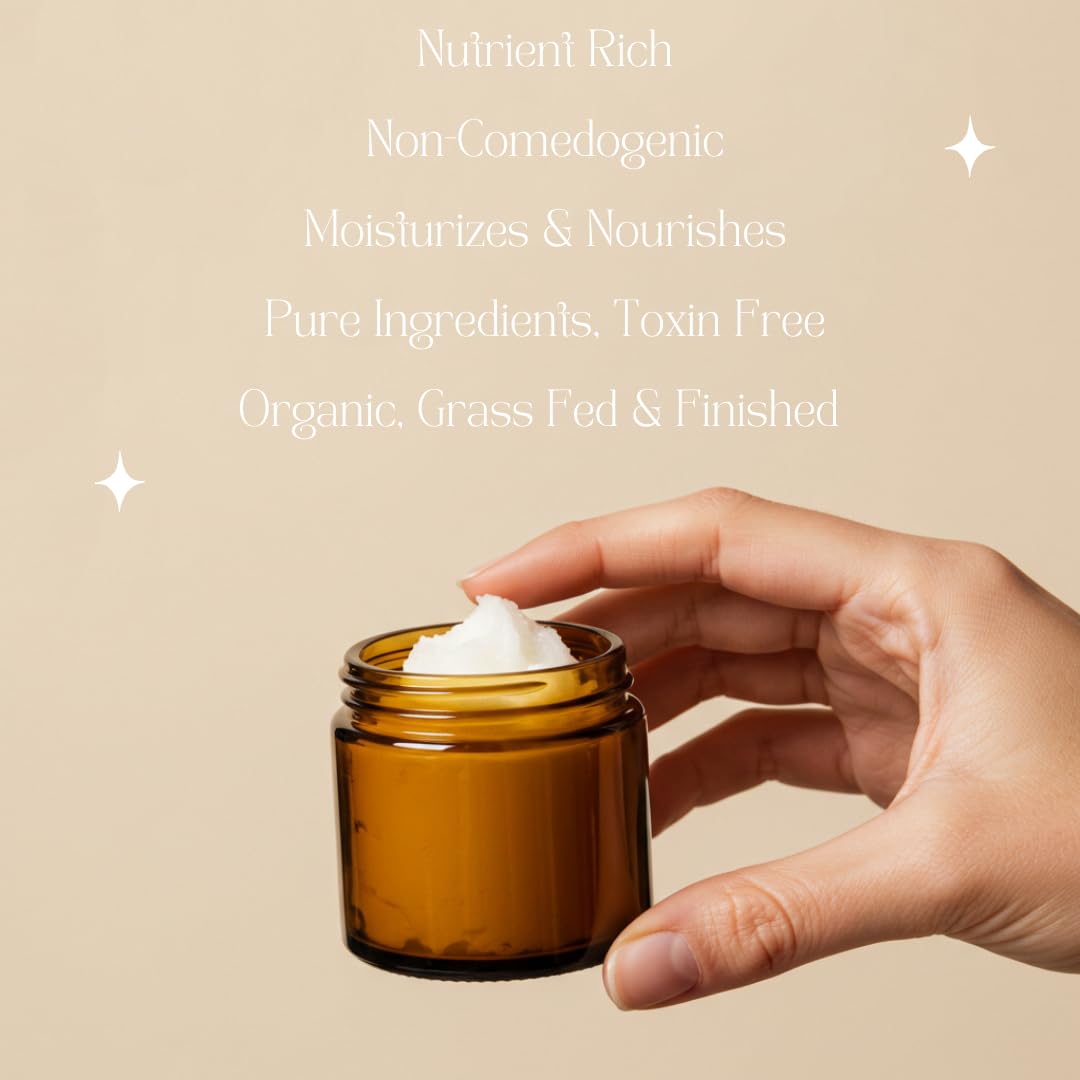 Frankincense & Castor Oil Beef Tallow Grass Fed & Finished Organic Moisturizer for Skin Hydrating & Nourishing for Cracked, Dry