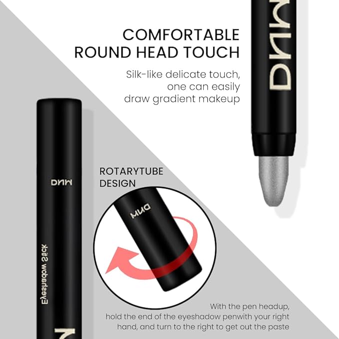 Kaely 4Pcs Metallic Shimmer Smoky Eye Shadow Sticks, Pearl White Dazzling Grey Gray Pearl Black Silver, Smokey Eyeliner Pencil Eyeshadow Palette Goth Halloween Makeup, Eye Brightener Stick for Women