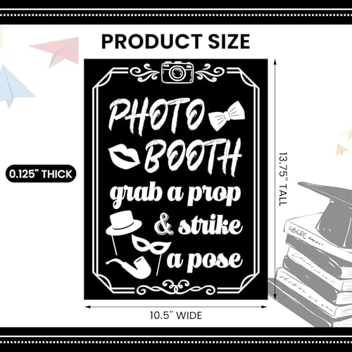 Briwooody Photo Booth Sign with Stand Retro Background Table for Indoor and Outdoor Party Theme Event Photography Props De...