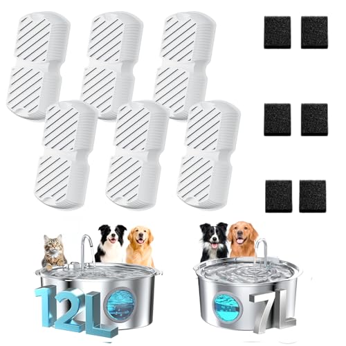 GROOKPET Dog Water Fountain Filters: 12 Dog Fountain Filters - Pet Water Fountain Filters Replacement - Including 6 Filter...