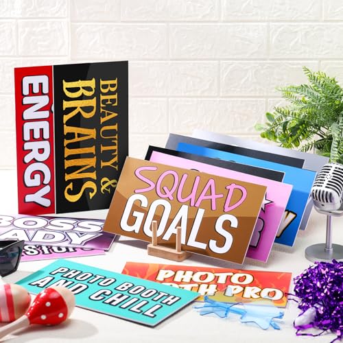 24 Designs Fun Photo Booth Props Fun Photo Booth Sign Decorations Double Sided 11x5.5 Inch Funny Props for Photoshoot DIY ...
