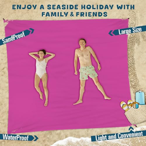 Beach Blanket 78''×110'' Suits 1-7 Adults Waterproof Sandproof Lightweight Oversized Large Picnic Mat Blanket for Beach Tr...