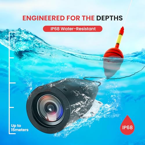 Pyle, Underwater Fishing Camera, LCD Monitor, Night Vision, 7-inch TFT, IP68 Water Resistant, Infrared LED, Removable Sun-...