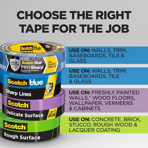 ScotchBlue Original Multi-Surface Painters Tape, 1 Inch Wide (0.94 In. x 60 Yds), 1 Roll, Blue Paint Tape Protects Surface...