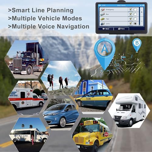 7 Inch GPS Navigaton for Car Truck RV, 2025 Latest Map GPS for Car with Free Lifetime Updates, Voice Guidance, Speed Alert...