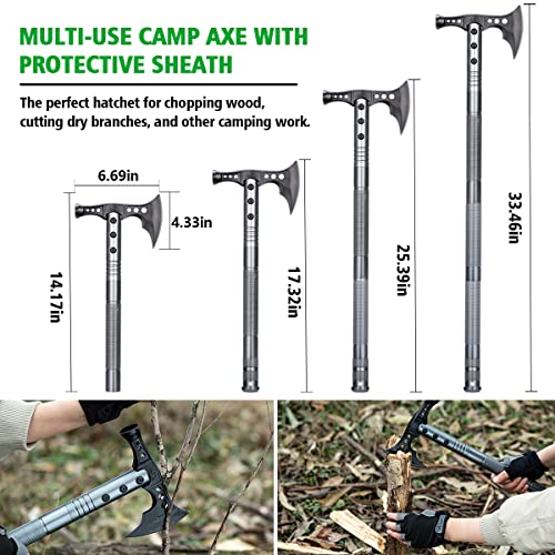 ZENHOSIT Multifunctional Folding Tactical Shovel Hatchet Combo - With Axe, Flashlight, Extension Handles - For Camping, Cy...