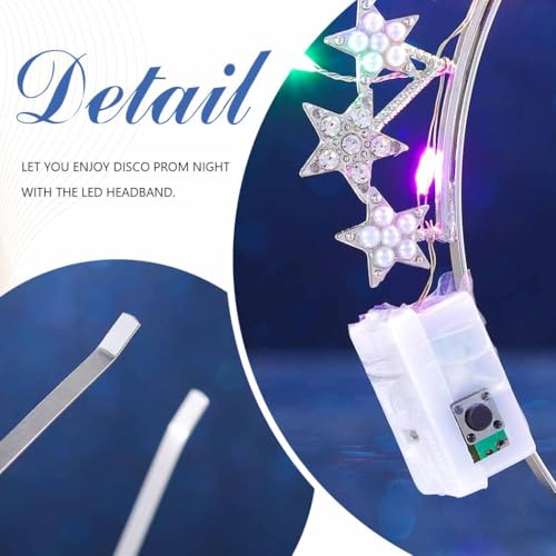 DRESBE Light Up Star Headband New Year LED Rhinestone Headbands Glow NYE Party Hair Accessories for Women (Silver)