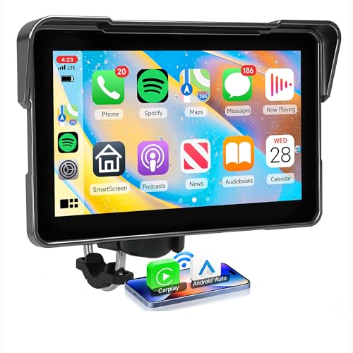 KYNNT 7 Inch Wireless Motorcycle Carplay GPS Navigation System with Wireless Carplay Android Auto, Portable Moto Car Play ...