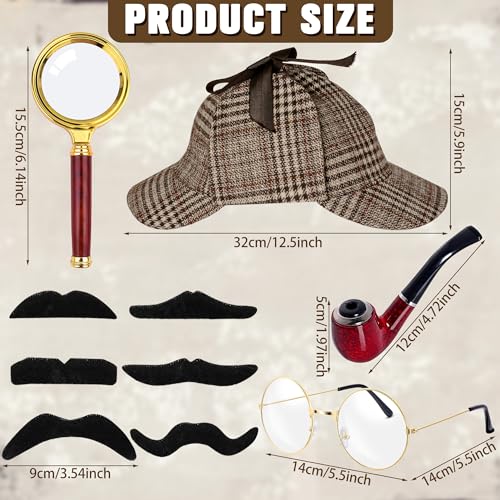 Horolam Detective Costume Accessories Set, Detective Outfit Accessories for Adults Men Women with Detective Hat for Dress Up