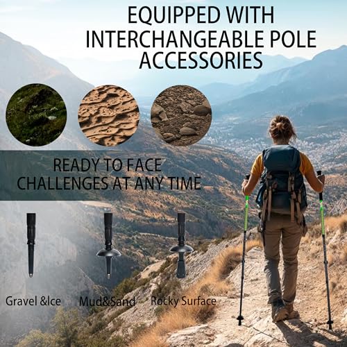 Carbon Fiber Trekking Poles, Lightweight Adjustable Hiking Poles with Cork Grips, Pair of 2 Walking Sticks Balance Support...
