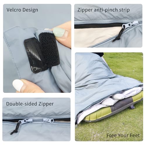 NewDoar Ultralight Backpacking Sleeping Bag - 50-70°F, 1.5lbs, Waterproof & Machine Washable, 2-Way Zipper for Teens,Coupl...