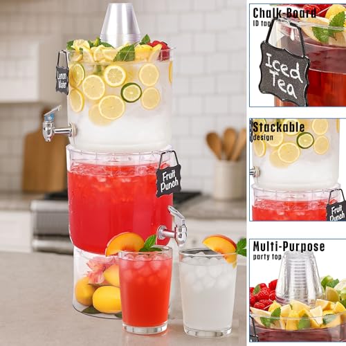 Buddeez Beverage Dispenser With Stand 2 Gallon Tritan Clear Large Plastic Drink Dispensers for Parties Top Lid For Cups & ...