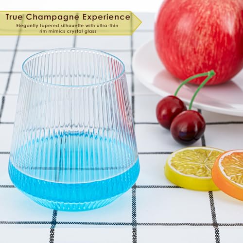 40-Pack Plastic Wine Glasses Disposable | Ribbed 12oz Premium Unbreakable Solo Cups Crystal-clear Reusable Whiskey Glasses...