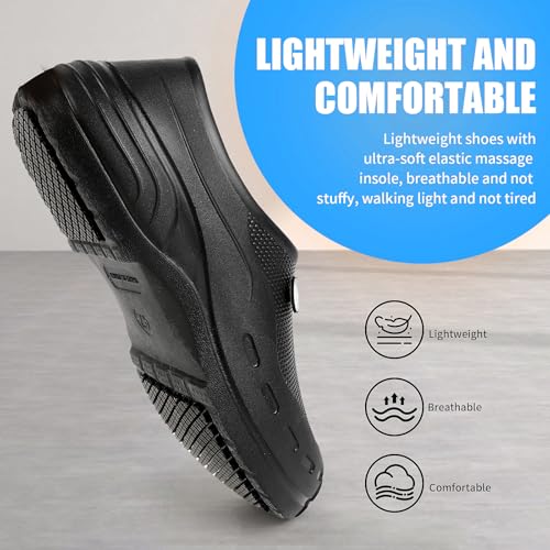 FFYLEN Chef Shoes for Men Non Slip Nursing Clogs Food Service Water Proof Oil Resistant Work Shoes for Kitchen Garden Rest...