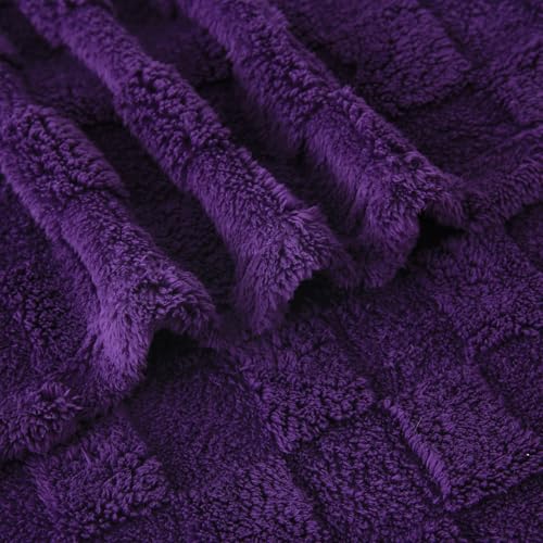 Linecooo Deep Purple Fleece Throw Blanket 50”×60” for Couch Sofa Bed,Super Soft Cozy Plush Microfiber Flannel Blanket with...