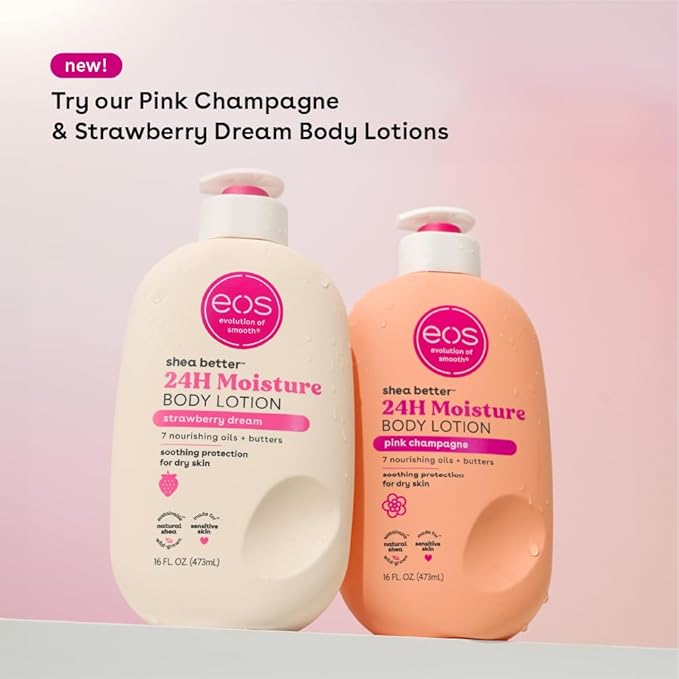 Bundle of eos Shea Better Body Lotion- Vanilla Cashmere + Fragrance Free, 24-Hour Hydration Skin Care, 16 fl oz