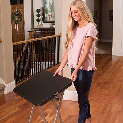 LIFETIME Small Folding Table, Personal TV Tray - Portable - Great for Kids, Camping, Cards, or Laptops - Plastic Black 30 ...