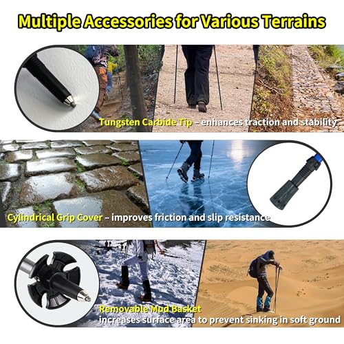 TGpao 2-Pack 7075 Aluminum Ultra-Light Folding Trekking Poles - Professional Hiking Walking Sticks, Adjustable, Portable f...