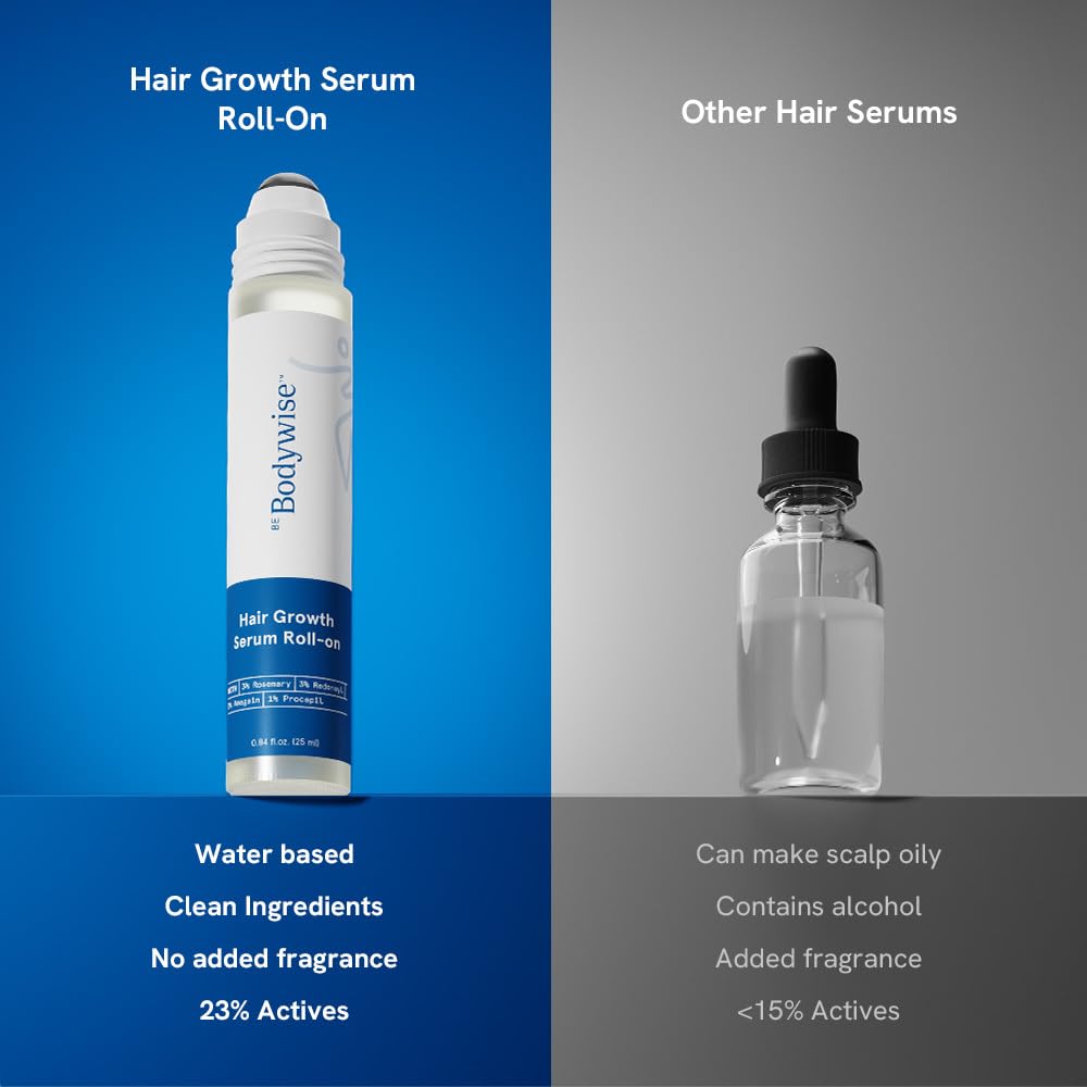 Be Bodywise Rosemary Hair Growth Serum Roll On 25 ml - 3% Rosemary, 3% Redensyl & 2% Anagain | DHT-Blocking Scalp Serum Boosts O
