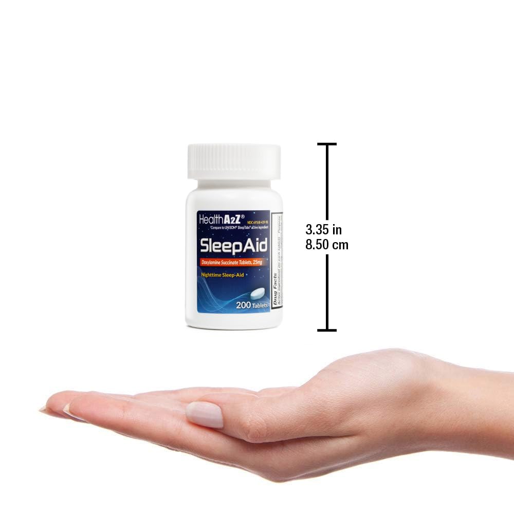 HealthA2Z® Sleep Aid | Doxylamine Succinate 25mg | (200 Counts (Pack of 2))