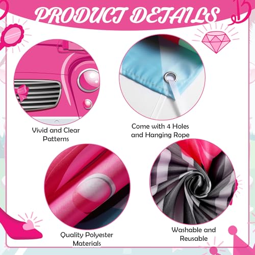 Blossom Sound Let's Go Party Photo Props - Pink Doll Photo Booth Props, Banner & Frame for Princess Birthday & Bachelorett...