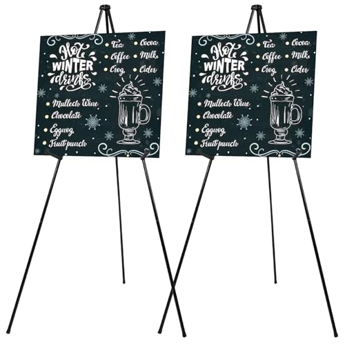 Mutualsign 2 Packs Easel Stand for Display Easels for Signs Black Easel Floor Tripod Standing Poster Easel, Lightweight Me...