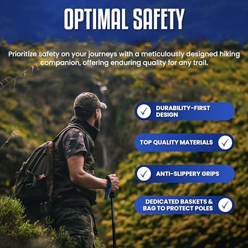 Lucern 5.7 oz Extreme Ultra Lightweight Anti-Shock Carbon Trekking Poles - Incredibly Durable, Supremely Comfortable, Opti...
