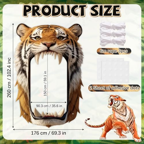 Tiger Party Decorations Realistic Tiger Door Banner Tigers Theme Door Hanging Background Jungle Animal Photo Booth Prop fo...