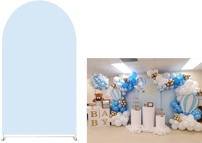 ittsmnt Arched Backdrop 2.5X6ft Light Blue Arch Wall Covers Stretchy Photography Background for Party Decorations Wedding ...