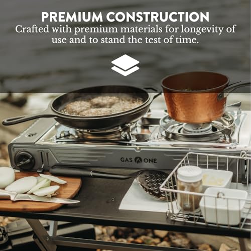GasOne 2-Burner Portable Camp Stove - High Output 15,300 BTU - With Durable Carrying Case, Automatic Ignition, Safety Feat...