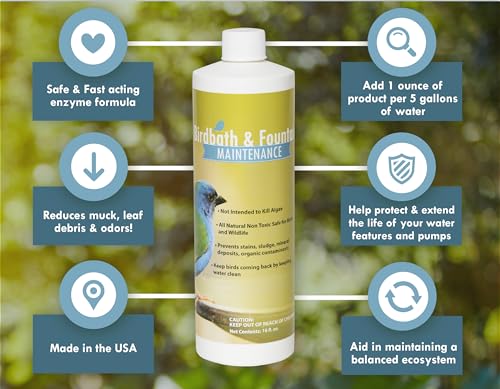 Sanco Bird Bath & Fountain Maintenance, Fast-Acting Enzyme-Based Formula Will Extend The Life of Your Water Feature, Aid i...