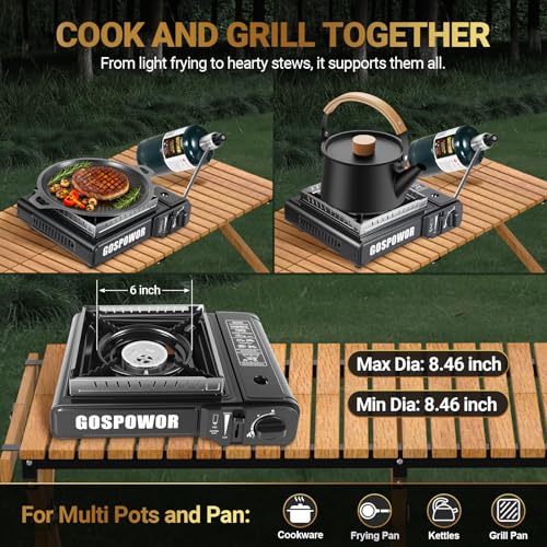Propane or Butane Stove, Dual Fuel Propane Stove for Camping, 10,000 BTU Automatic Ignition Portable Camping Stove with Ca...