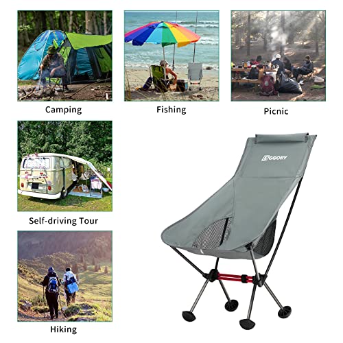 EGGORY Portable Outdoor Folding Chairs, Ultralight Folding Camping Chairs for Backpacking Hiking Travel with Storage Bag