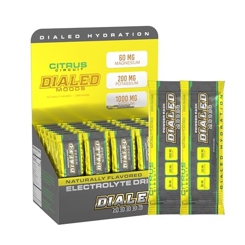 DIALED MOODS Electrolyte Powder - Citrus Circuit – Electrolyte Hydration Powder Packs, Sugar-Free Hydration for Athletes, ...