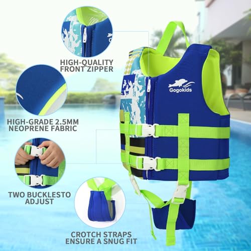 Gogokids Toddler Swim Vest, Premium Kids Swimming Jacket for 30-40-50-60-70 Lbs Girls and Boys, Floaties Vest Swimming Aid...