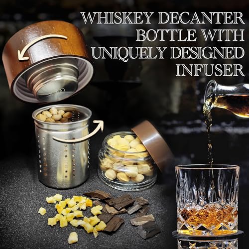 DIY Whiskey Gifts for Men - DIY Whiskey Infusion Set - Whiskey Making Kit - Decanter Set with Botanicals & Wood Chips - Bo...