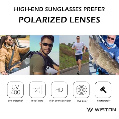 WISTON Sports Polarized Sunglasses for Men Women Tr90 Rimless Frame for Running Fishing Baseball Driving W8001