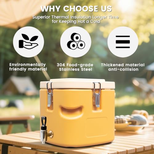5 Gallon Insulated Beverage Cooler,21QT Hot Box for Catering, Soup Container Commercial Food Warmer,Insulated Drink Dispen...