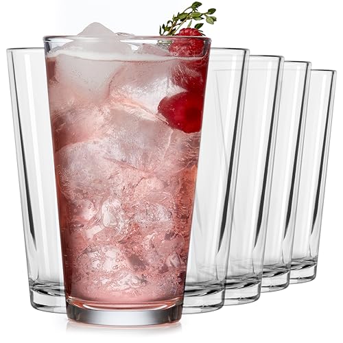 Libbey Bar Essentials Tumbler Glasses Set of 6, Modern Style 16 Oz Glass Set, Dishwasher Safe Tall Drinking Glasses Set fo...