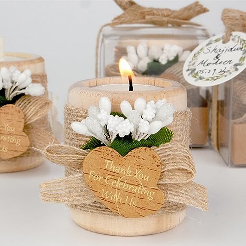 12PCS Wooden Tealight Candle Holders, Wedding Thank You Favors for Guests, Baptism/Bridal Shower Centerpieces for Tables, ...