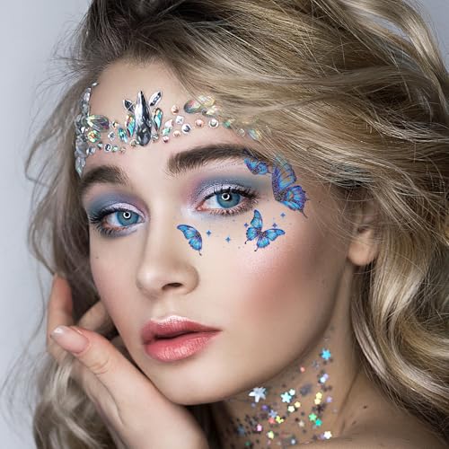 Glitter Butterfly Temporary Tattoos Sticker Glitter Fairy Makeup Kit Accessories For Women Eye Face Makeup Decor Butterfly...