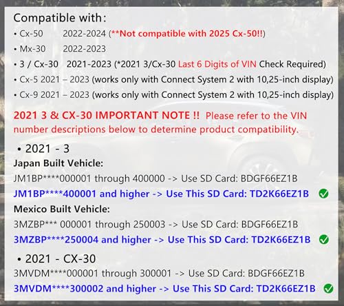 Navigation SD Card with HUD Display - Upgraded TD2K66EZ1B for Mazda 2021-2023 3 CX5 CX9 CX30, 2022-2024 CX50, 2022-2023 MX...
