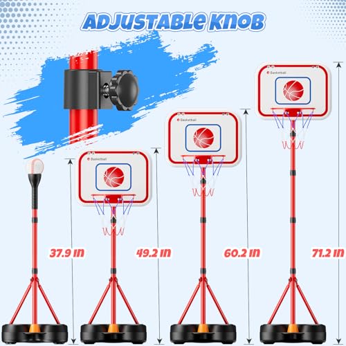 HopeRock 2 in 1 Kids Basketball Hoop and T Ball Set, Adjustable Basket Ball Stand,Hanging Tee Baseball for Toddlers Boys G...