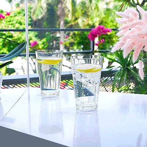 WEXINHAO Clear Drinking Glasses - Unbreakable Acrylic Glasses Drinkware 18 oz set of 6 - BPA Free Dishwasher Safe Reusable...