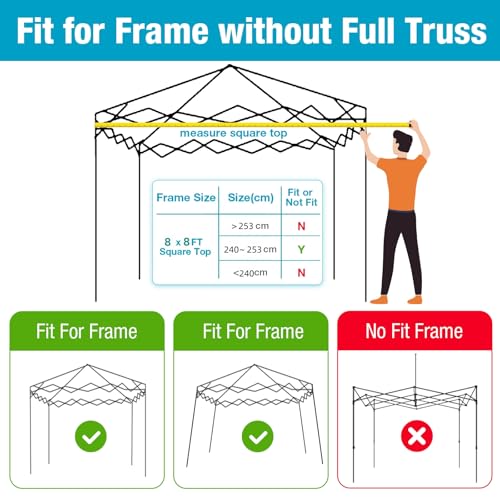 8x8 Canopy Replacement Top Cover with Air Vents for ez up Pop up Canopy Gazebo Tent with Adjustable Straps,Waterproof & An...