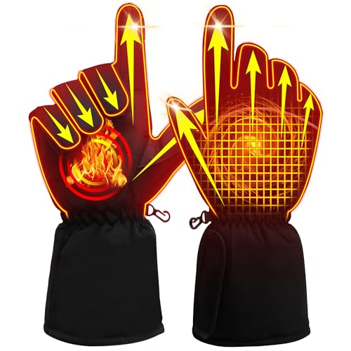 Electric Rechargeable Battery Thermal Gloves for Men Women, 7.4V Touchscreen Waterproof Windproof Heated Gloves for Hiking...