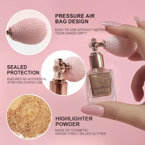Mint Highlighter Spray, Professional Shiny Glitter Spray for Eyeshadow Face and Body Luminizers, Loose Shimmer Powder Make...
