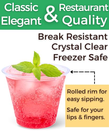 Aatriet 40 Pack 9 oz Clear Plastic Cups, 9oz Clear Disposable Punch Cups Wine Glasses, Sturdy Recylable Small Drinking Cup...