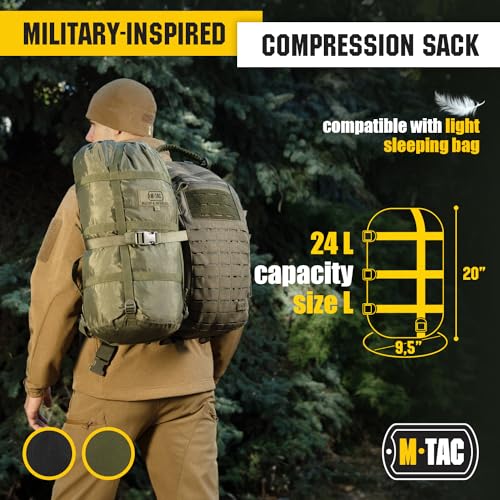 M-Tac Compression Stuff Sack for Sleeping Bag Military Water Resistant Compression Bag Lightweight Nylon Compression Sack ...